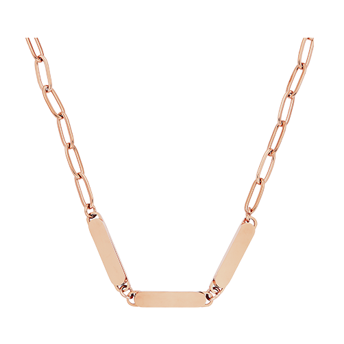 Stainless Steel Paperclip Necklace_Rose Gold